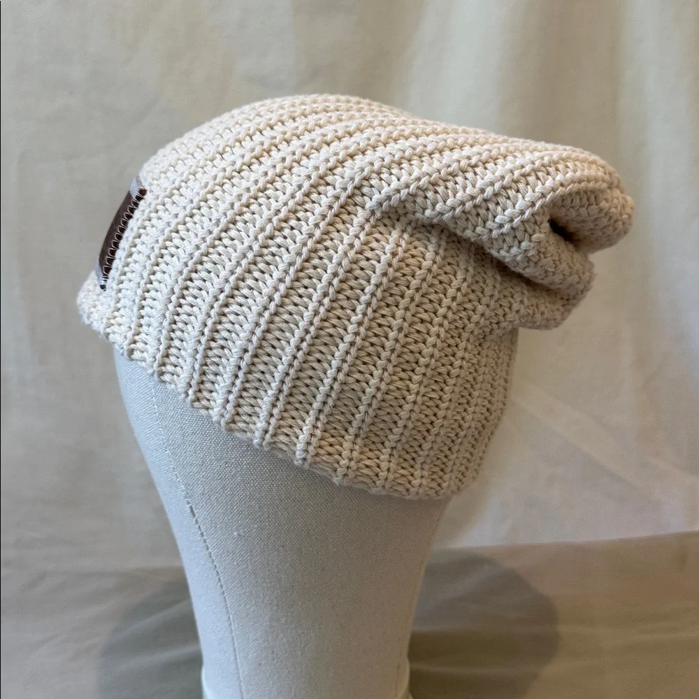 Love Your Melon Cotton Cream Beanie with Brown Patch